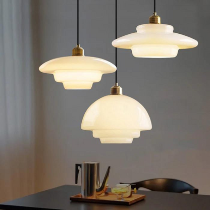 Brass Glass Art Deco Pendant Light Fixture | Lurelle
