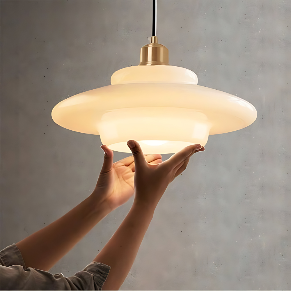 Brass Glass Art Deco Pendant Light Fixture | Lurelle