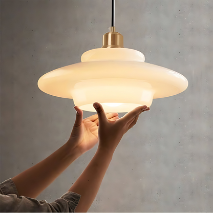 Brass Glass Art Deco Pendant Light Fixture | Lurelle