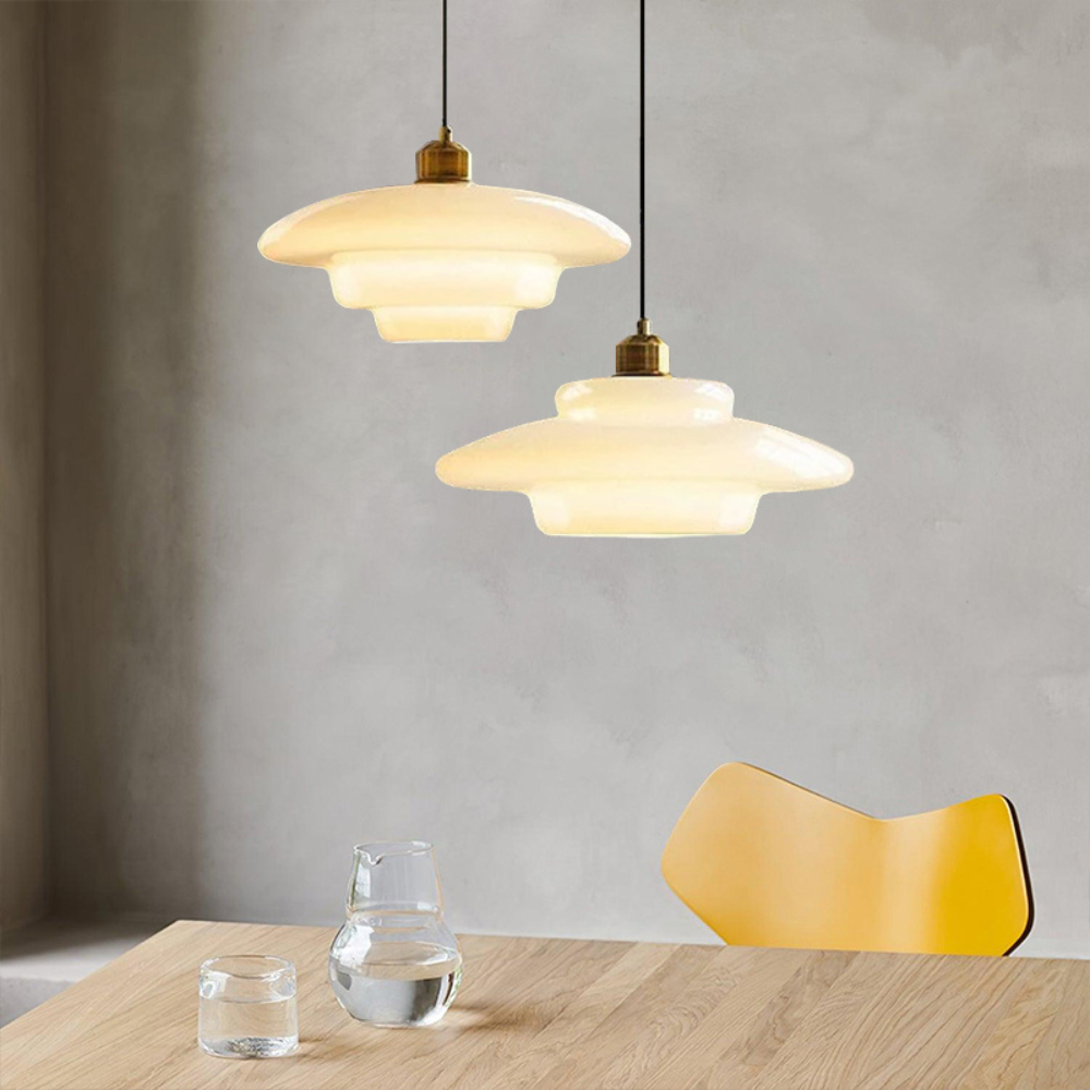Brass Glass Art Deco Pendant Light Fixture | Lurelle