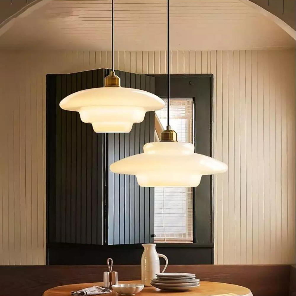 Brass Glass Art Deco Pendant Light Fixture | Lurelle