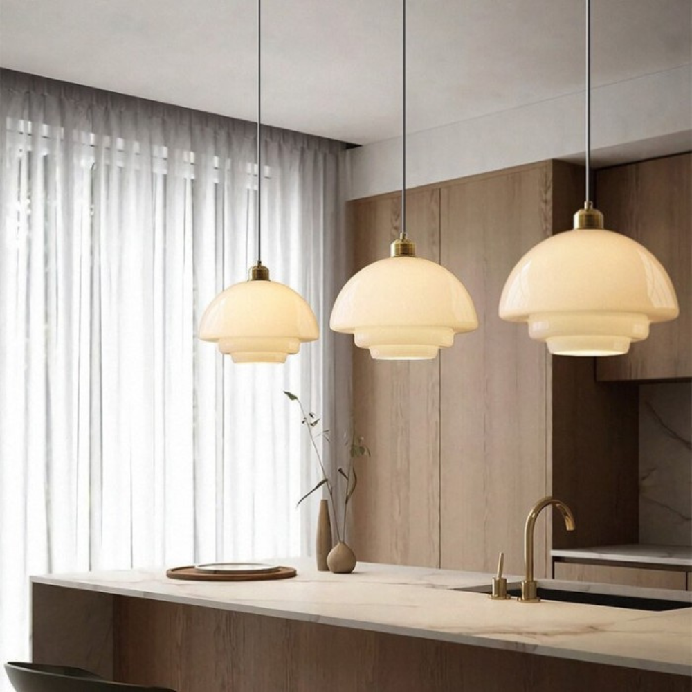 Brass Glass Art Deco Pendant Light Fixture | Lurelle