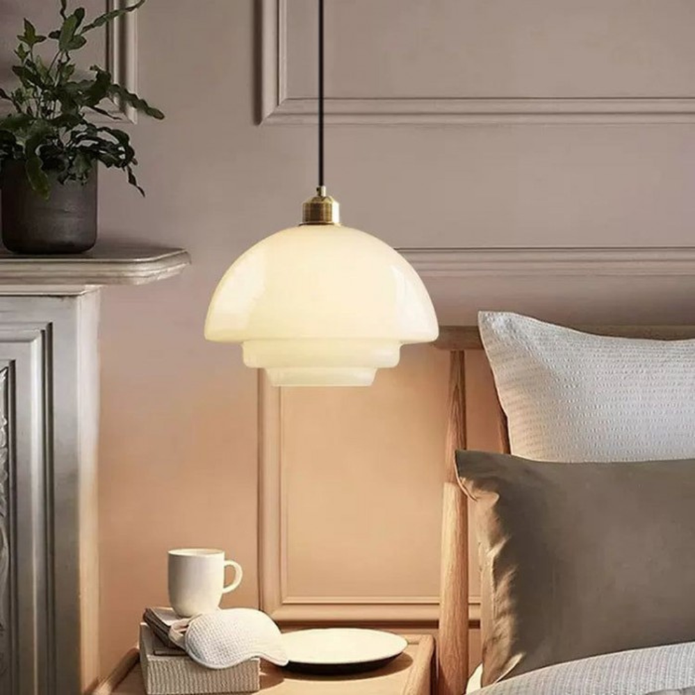 Brass Glass Art Deco Pendant Light Fixture | Lurelle
