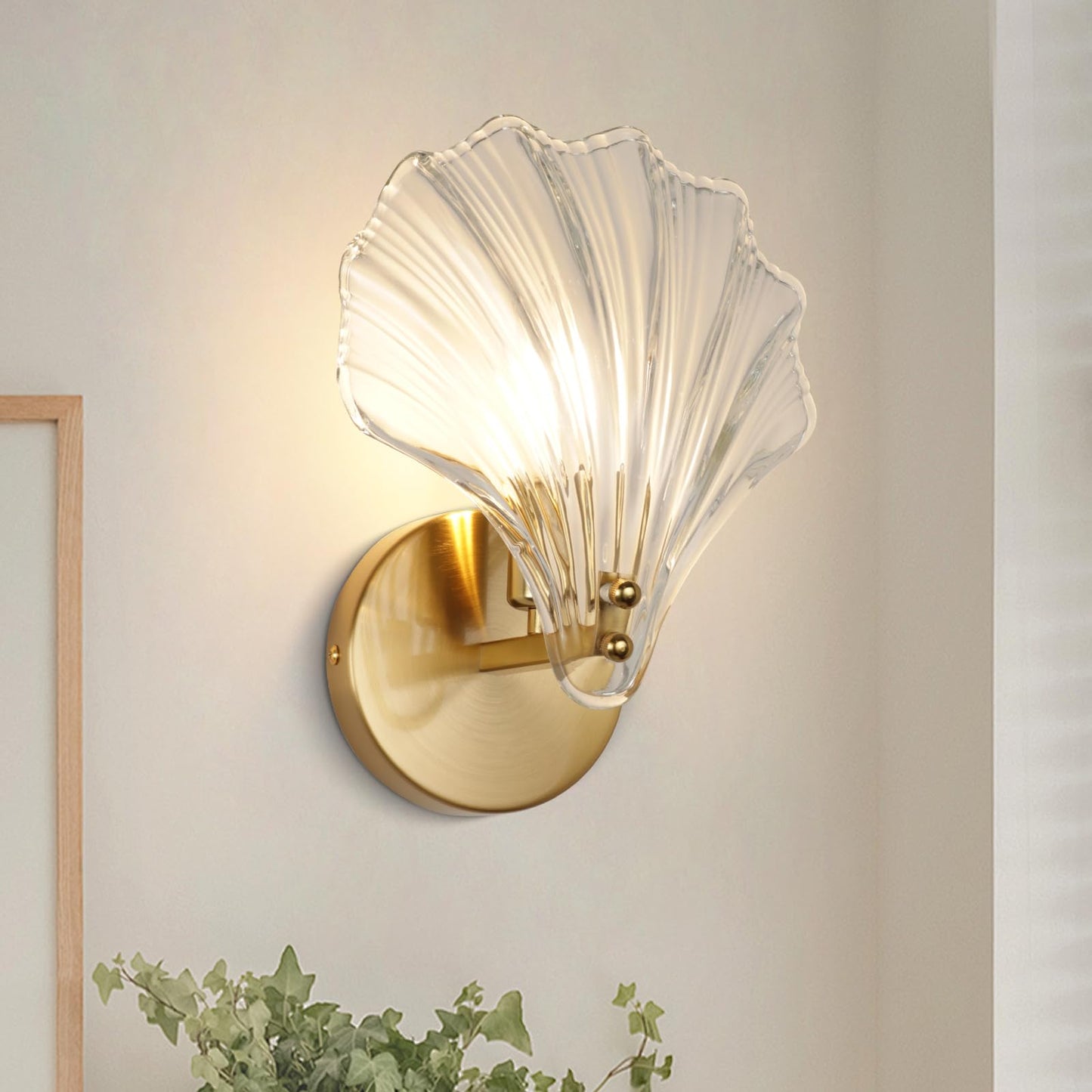 Brass Glass Coastal Wall Light Seashell Design | Seavale