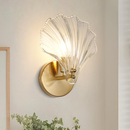 Brass Glass Coastal Wall Light Seashell Design | Seavale