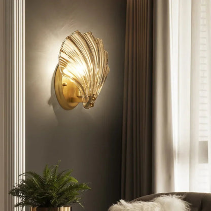 Brass Glass Coastal Wall Light Seashell Design | Seavale