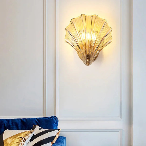 Brass Glass Coastal Wall Light Seashell Design | Seavale