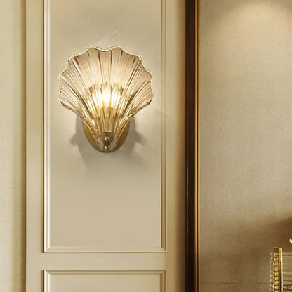 Brass Glass Coastal Wall Light Seashell Design | Seavale