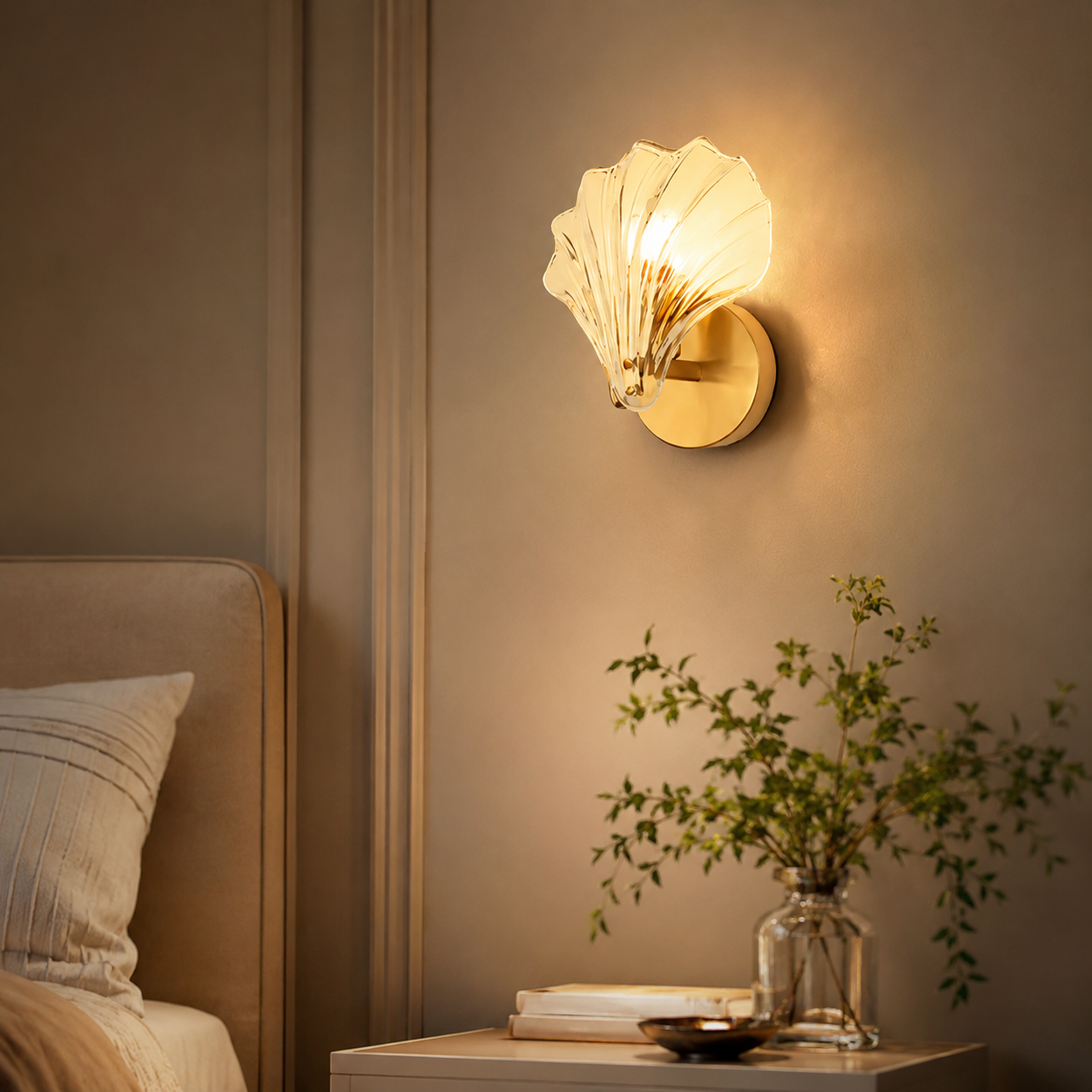 Brass Glass Coastal Wall Light Seashell Design | Seavale