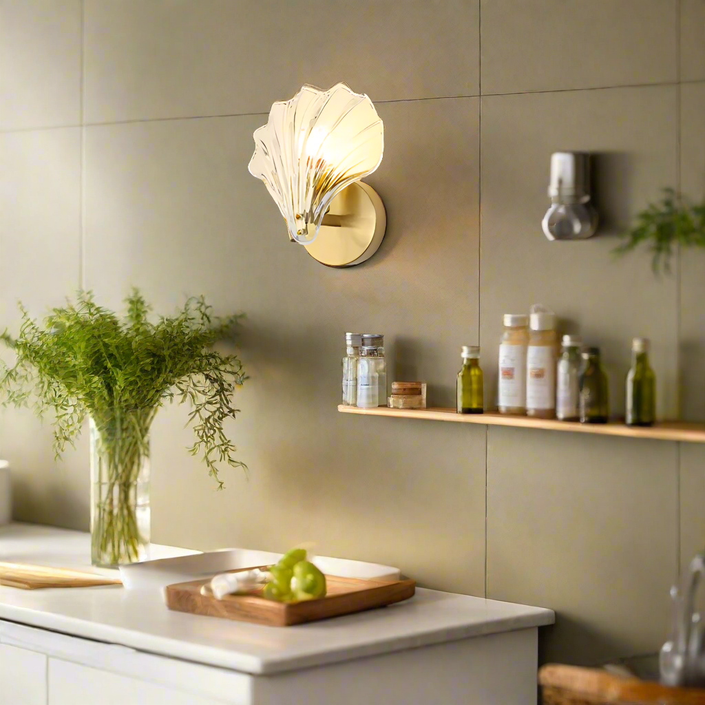Brass Glass Coastal Wall Light Seashell Design | Seavale