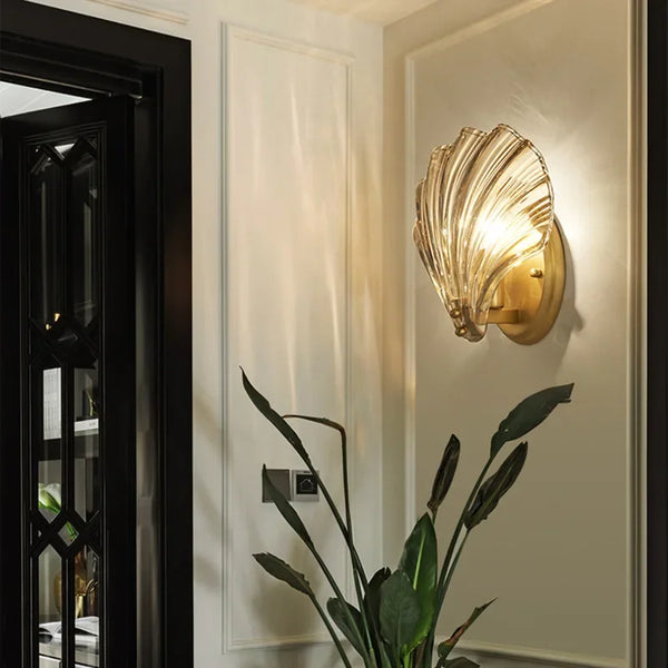 Brass Glass Coastal Wall Light Seashell Design | Seavale