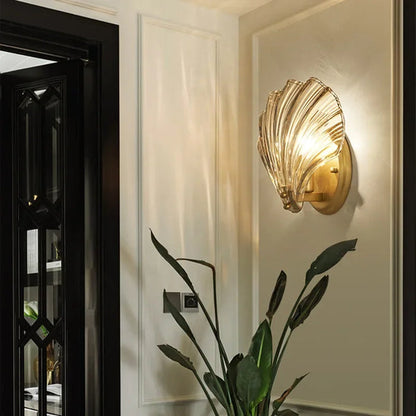 Brass Glass Coastal Wall Light Seashell Design | Seavale