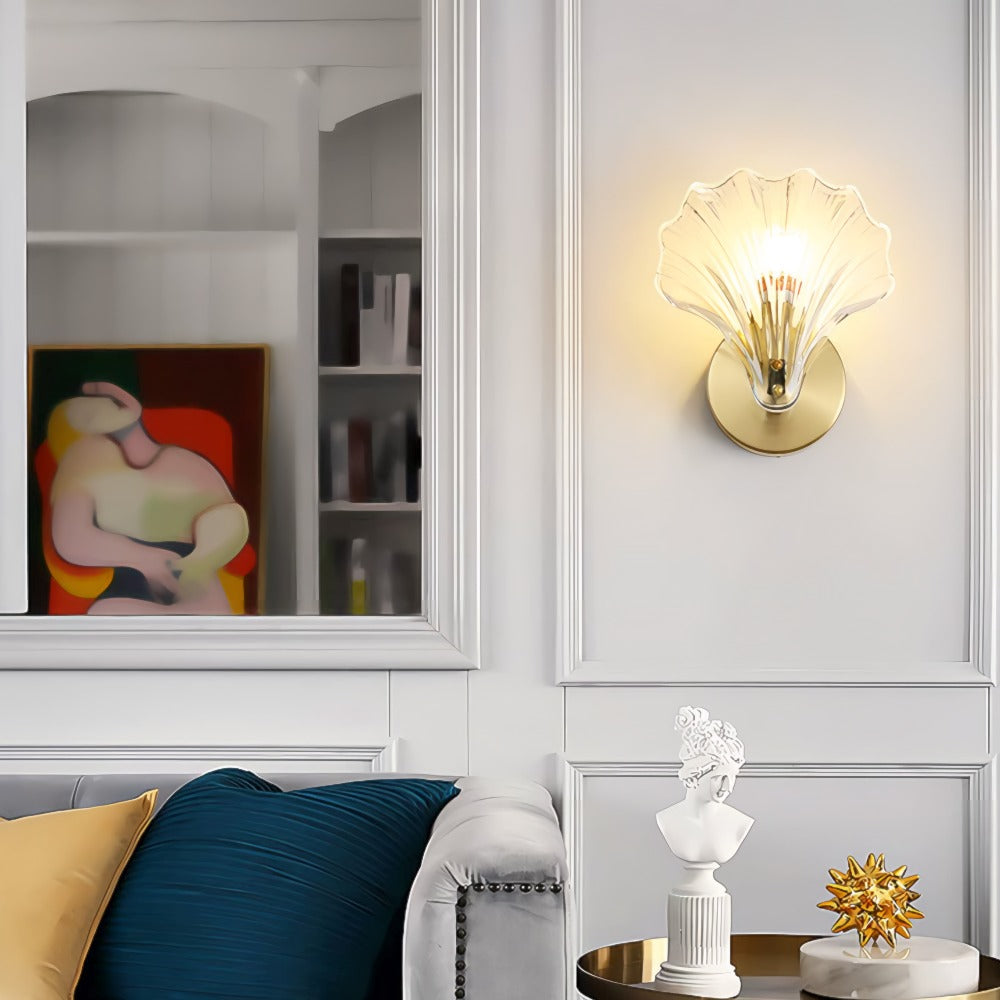 Brass Glass Coastal Wall Light Seashell Design | Seavale