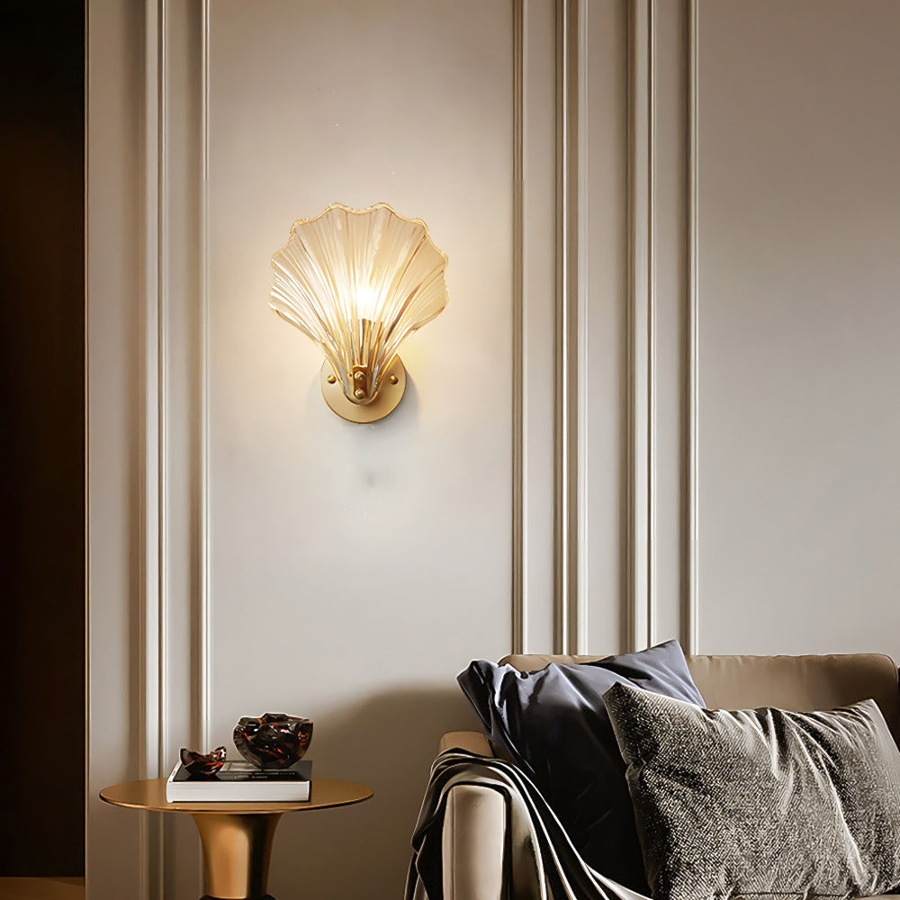 Brass Glass Coastal Wall Light Seashell Design | Seavale