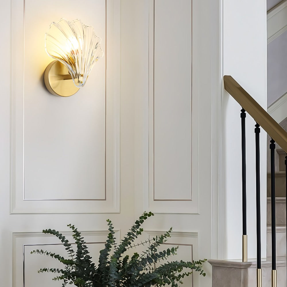 Brass Glass Coastal Wall Light Seashell Design | Seavale