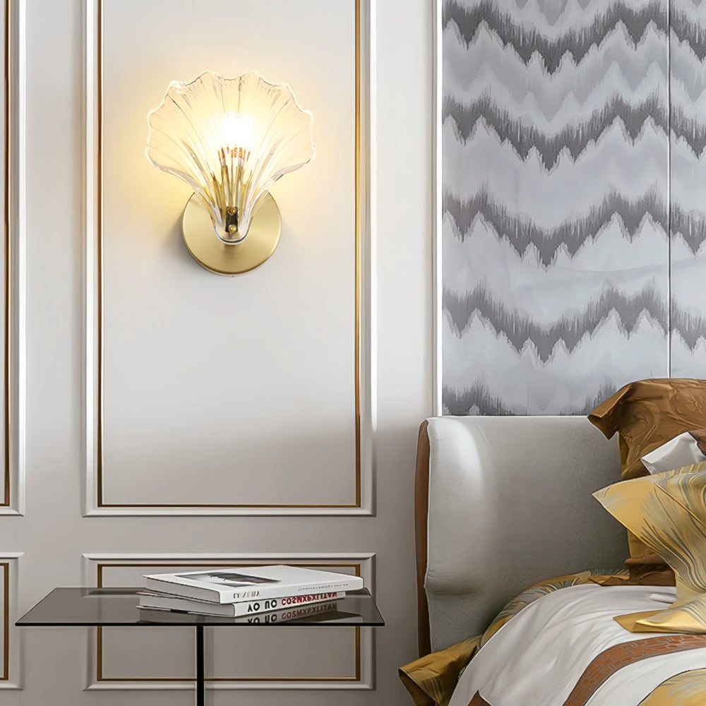 Brass Glass Coastal Wall Light Seashell Design | Seavale