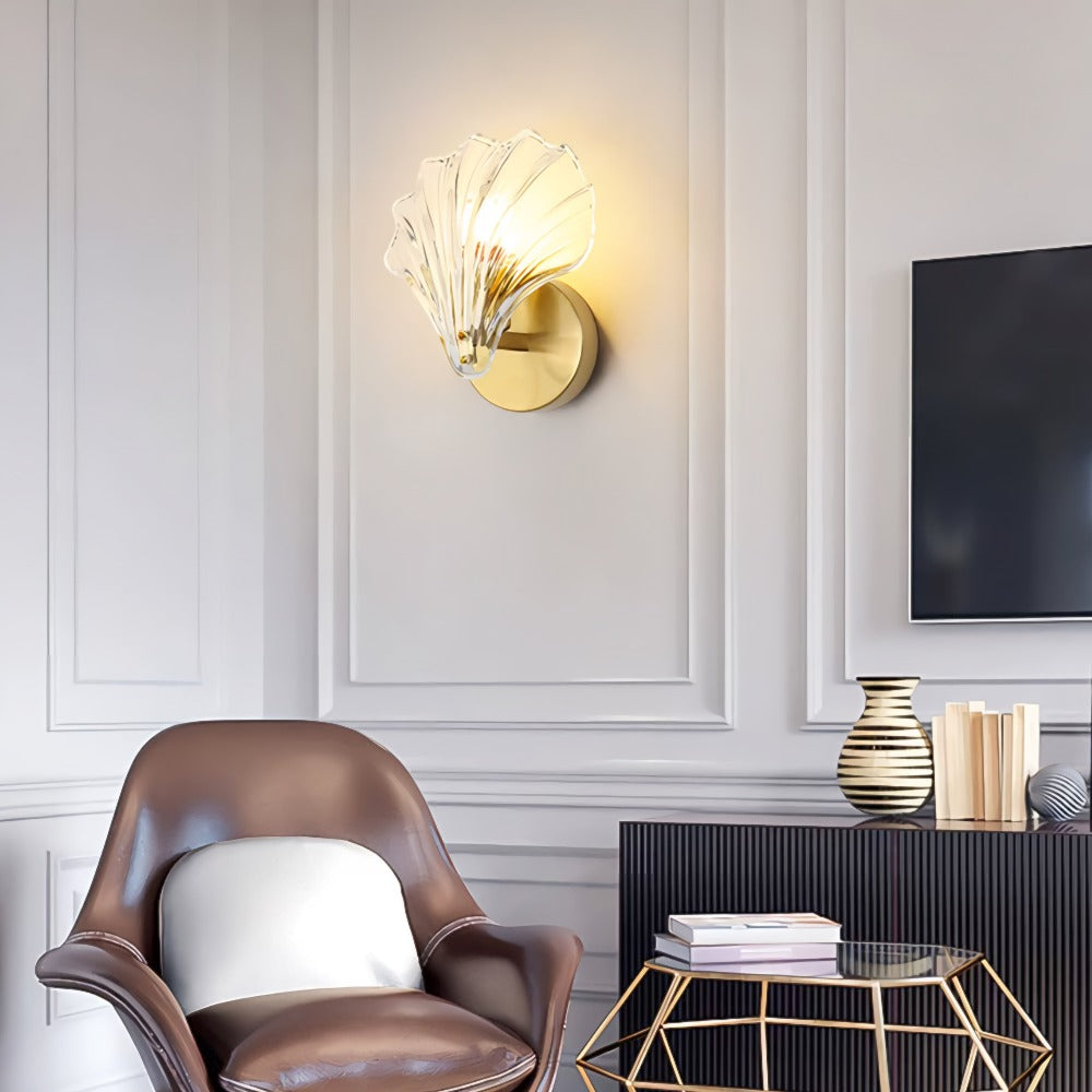 Brass Glass Coastal Wall Light Seashell Design | Seavale