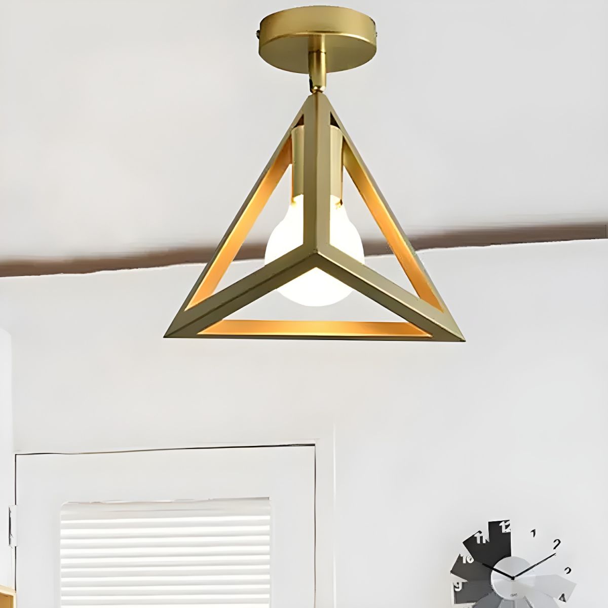 Brass Wire Frame Semi Flush Ceiling Light Industrial | Aurvixa
