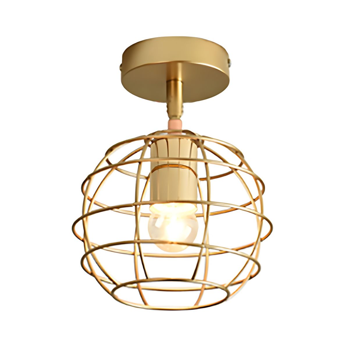 Brass Wire Frame Semi Flush Ceiling Light Industrial | Aurvixa