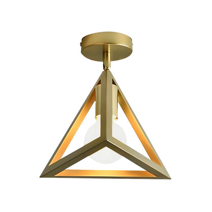 Brass Wire Frame Semi Flush Ceiling Light Industrial | Aurvixa