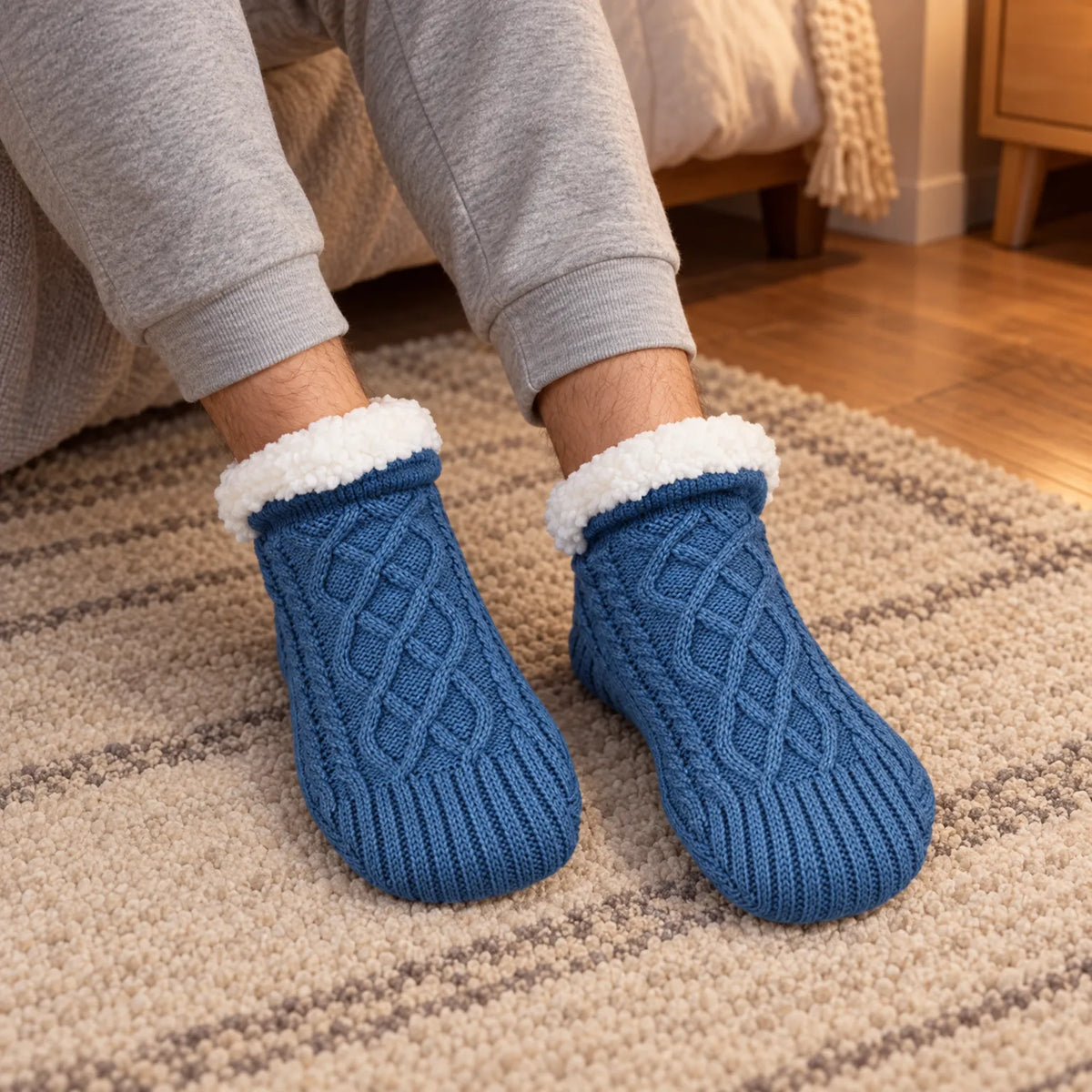 Cable Knit Ankle Slipper Socks
