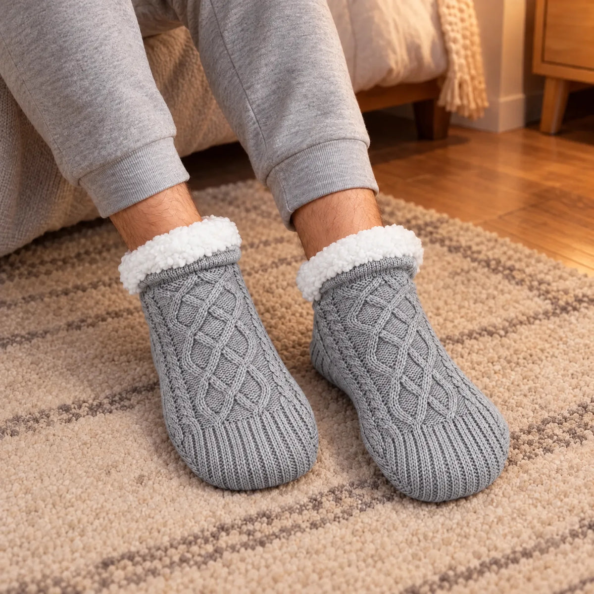 Cable Knit Ankle Slipper Socks