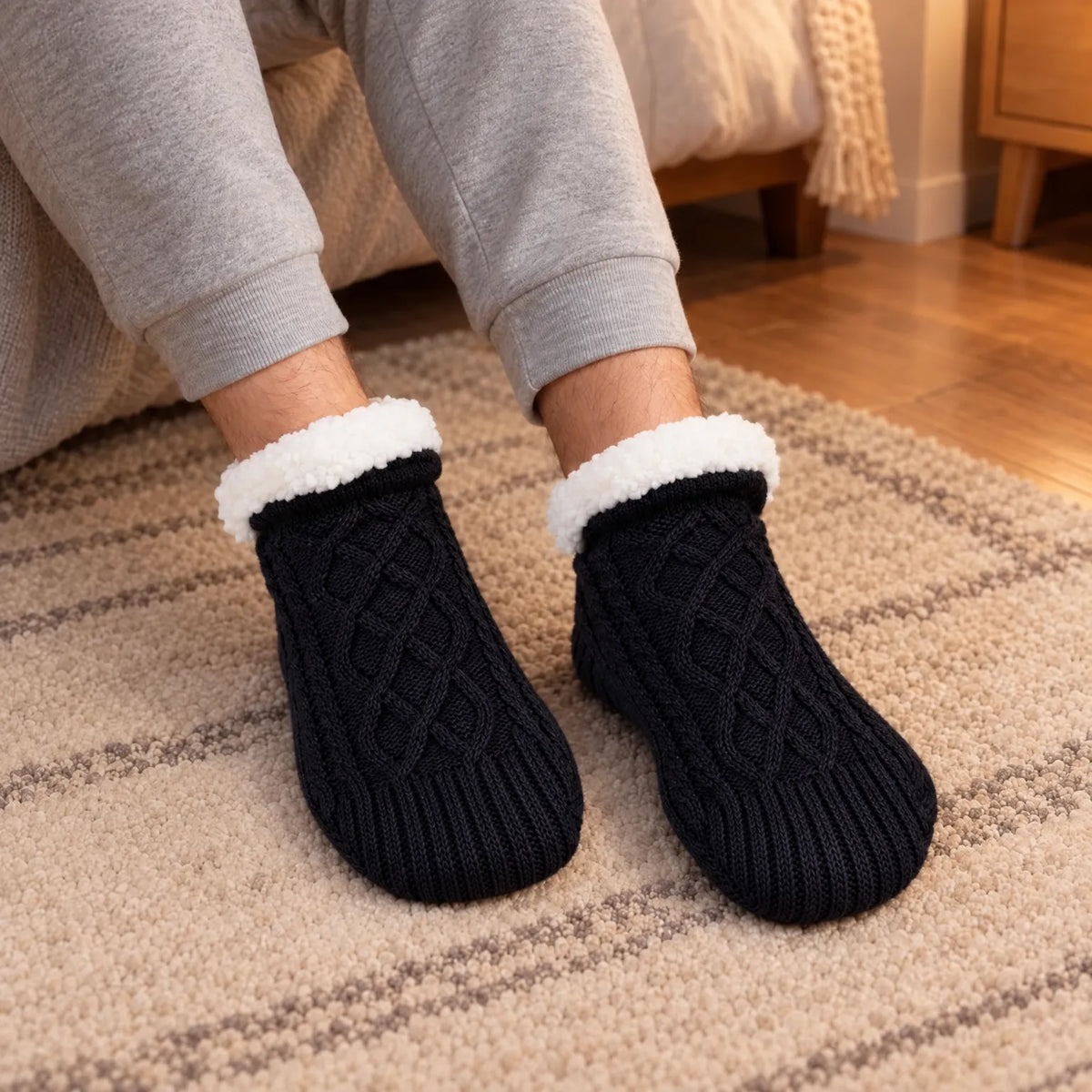 Cable Knit Ankle Slipper Socks