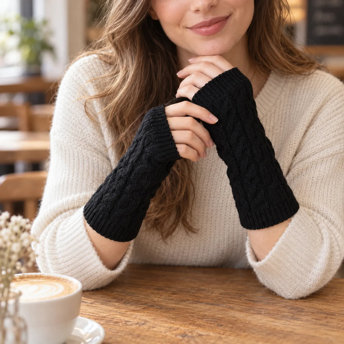 Cable Knit Fingerless Winter Gloves