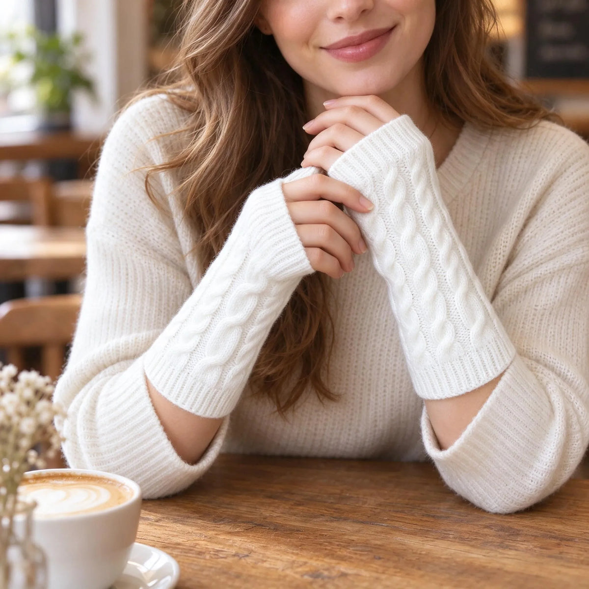 Cable Knit Fingerless Winter Gloves