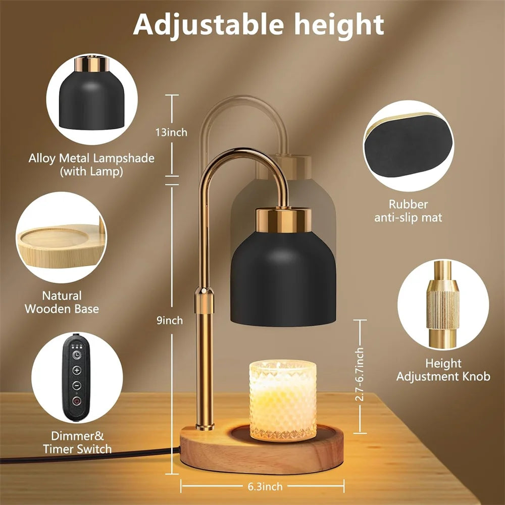Candle Warmer Lamp Adjustable Height Black Gold