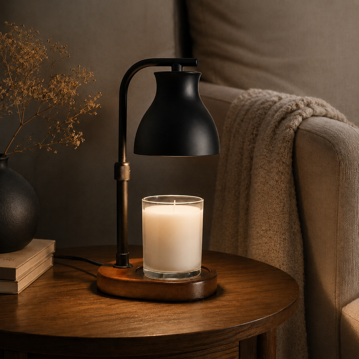 Candle Warmer Lamp Dimmable Black Metal Shade