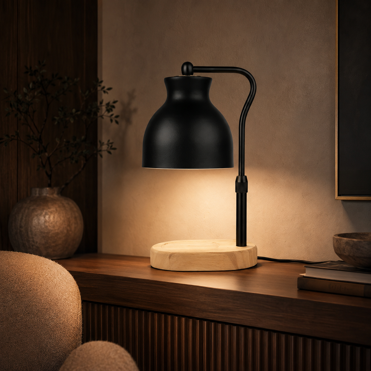 Candle Warmer Lamp Dimmable Black Metal Shade