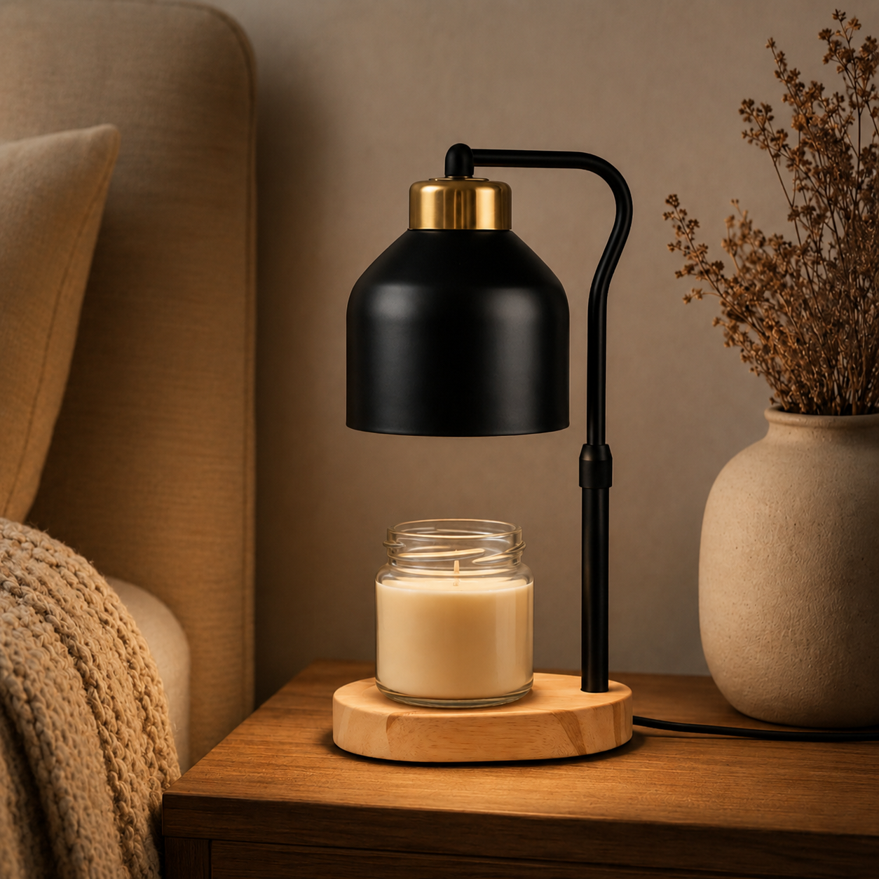 Candle Warmer Lamp Dimmable Black Metal Shade