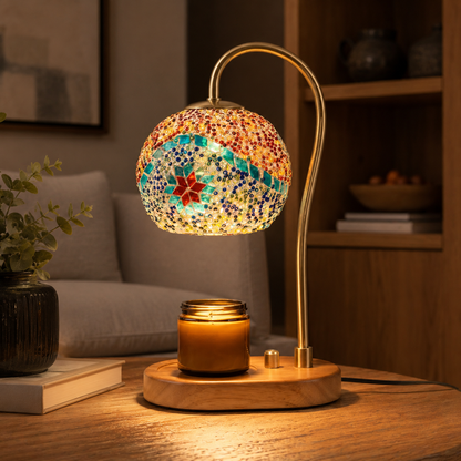 Candle Warmer Lamp with Dimmable Mosaic Shade