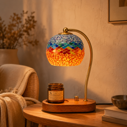Candle Warmer Lamp with Dimmable Mosaic Shade