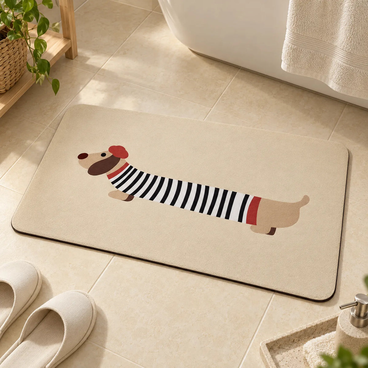Cartoon Dog Quick Dry Bath Mat