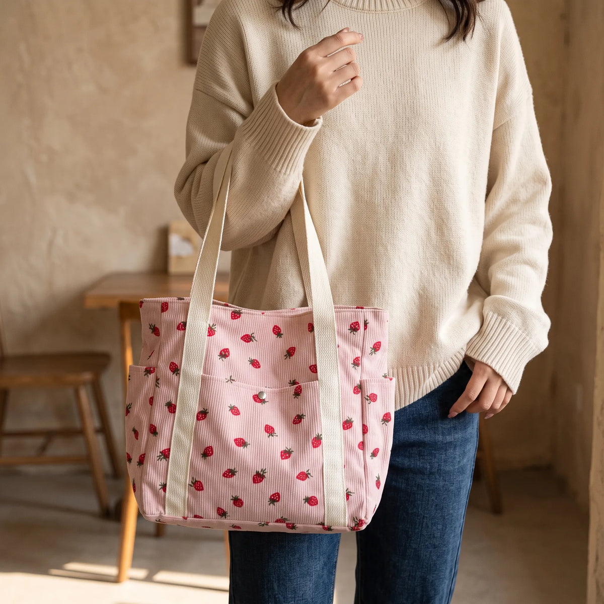 Casual Patterned Shoulder Tote Handbag