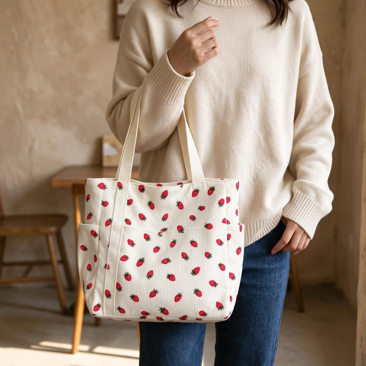 Casual Patterned Shoulder Tote Handbag