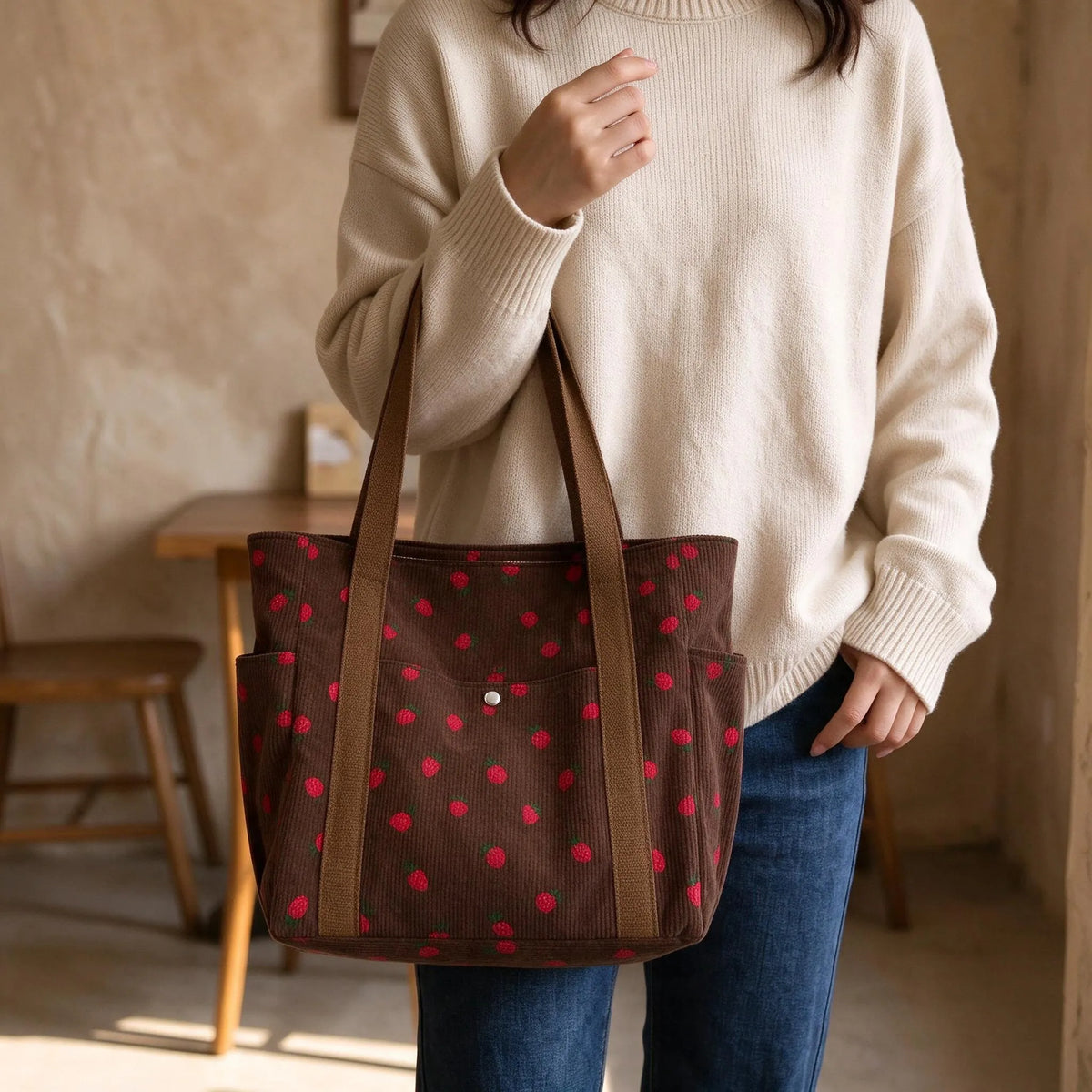 Casual Patterned Shoulder Tote Handbag