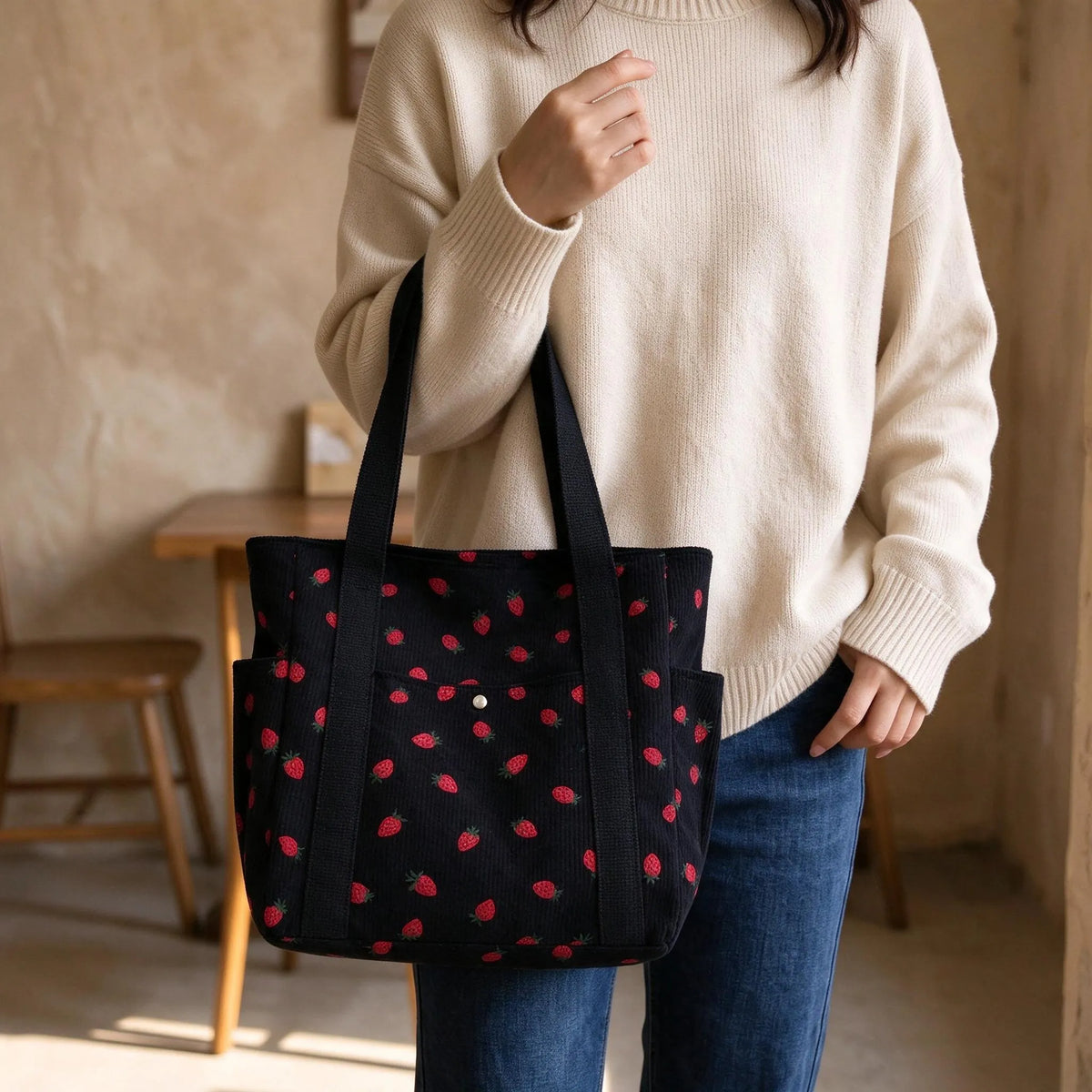 Casual Patterned Shoulder Tote Handbag
