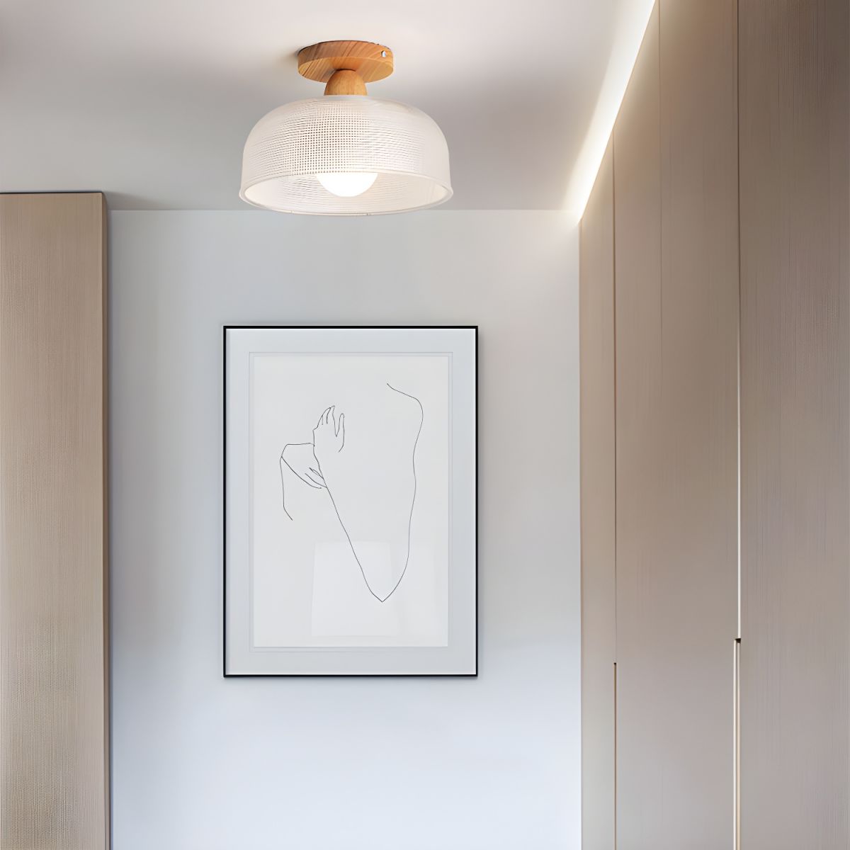 Ceiling Light Nordic Prismatic Glass Semi Flush Bowl | Pumaris