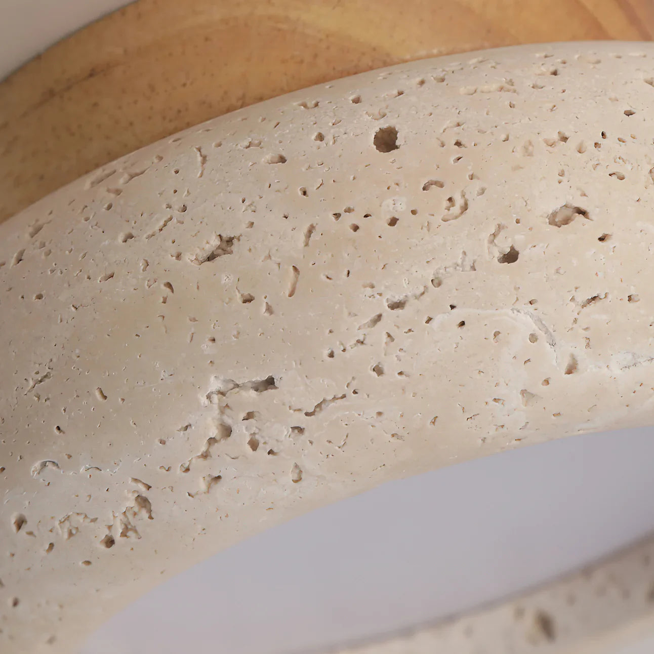 Ceiling Light Travertine Stone Wood Base Modern Interior | Norvin