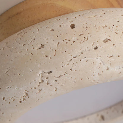 Ceiling Light Travertine Stone Wood Base Modern Interior | Norvin