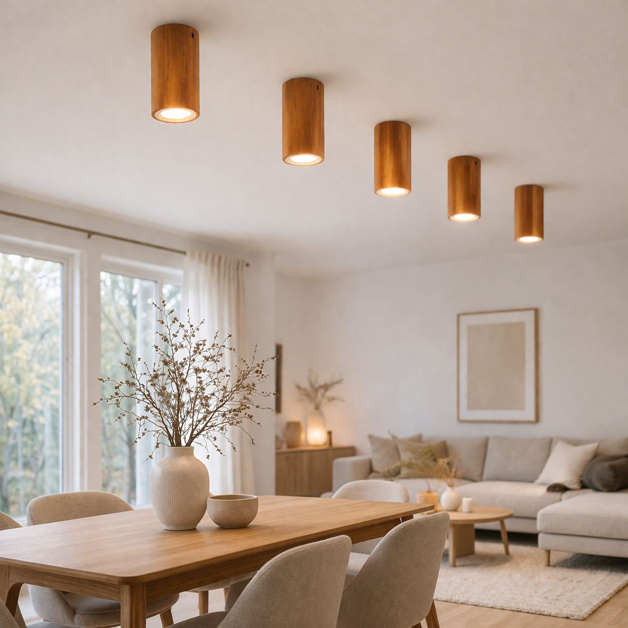 Ceiling Light Wood Cylinder Nordic Design | Arvello