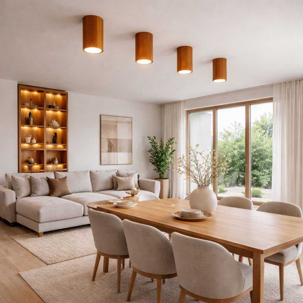 Ceiling Light Wood Cylinder Nordic Design | Arvello
