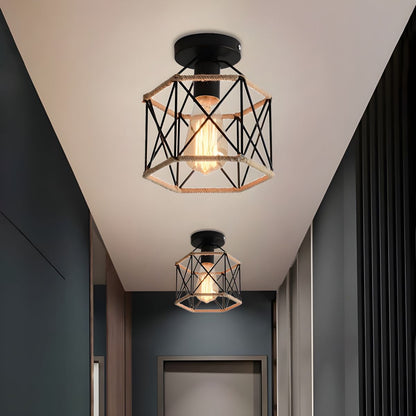 Ceiling Metal Rope Hexagon Industrial Light Fixture | Toriel