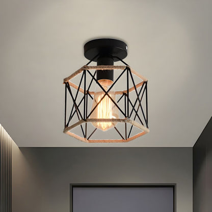 Ceiling Metal Rope Hexagon Industrial Light Fixture | Toriel
