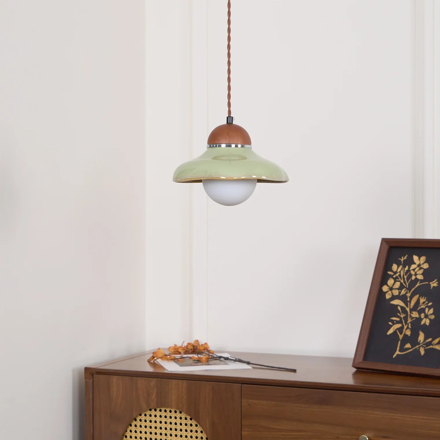 Ceramic Dome Pendant Light with Glass Diffuser | Solvera