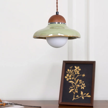 Ceramic Dome Pendant Light with Glass Diffuser | Solvera