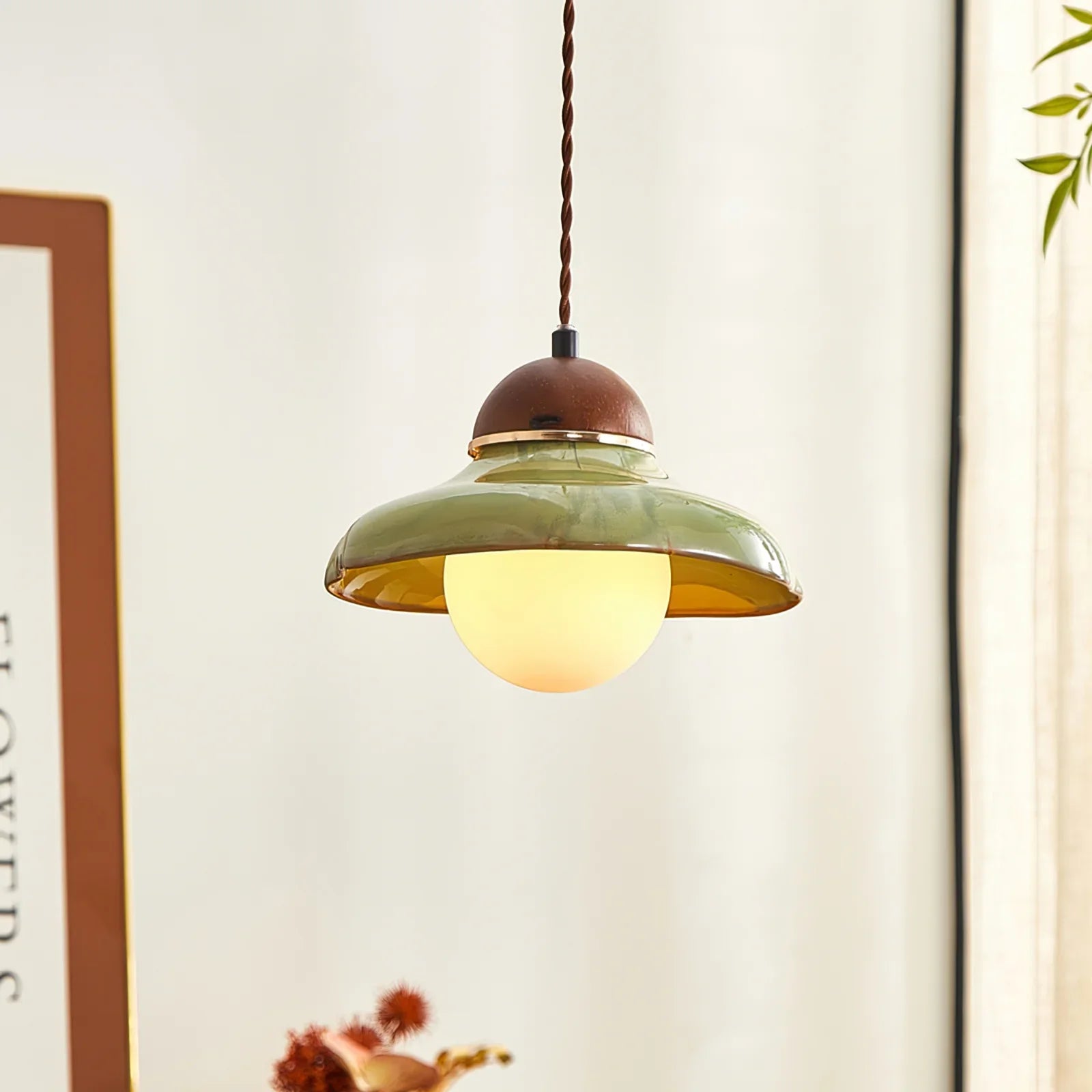 Ceramic Dome Pendant Light with Glass Diffuser | Solvera